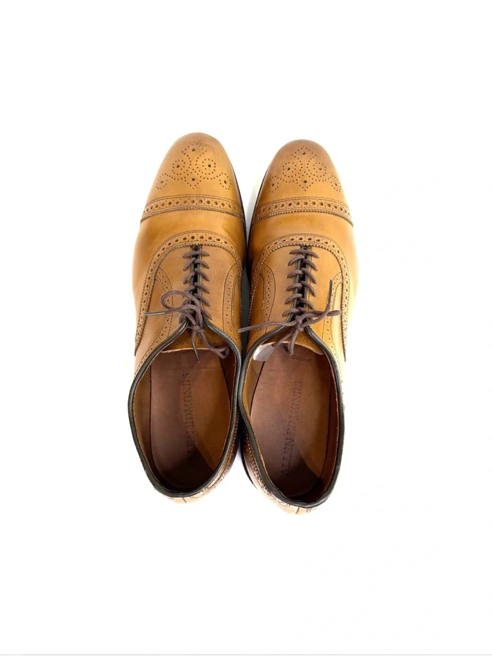 Allen Edmonds Strand Brown Leather Cap Toe Brogue Dress Shoes Men Size 14 D